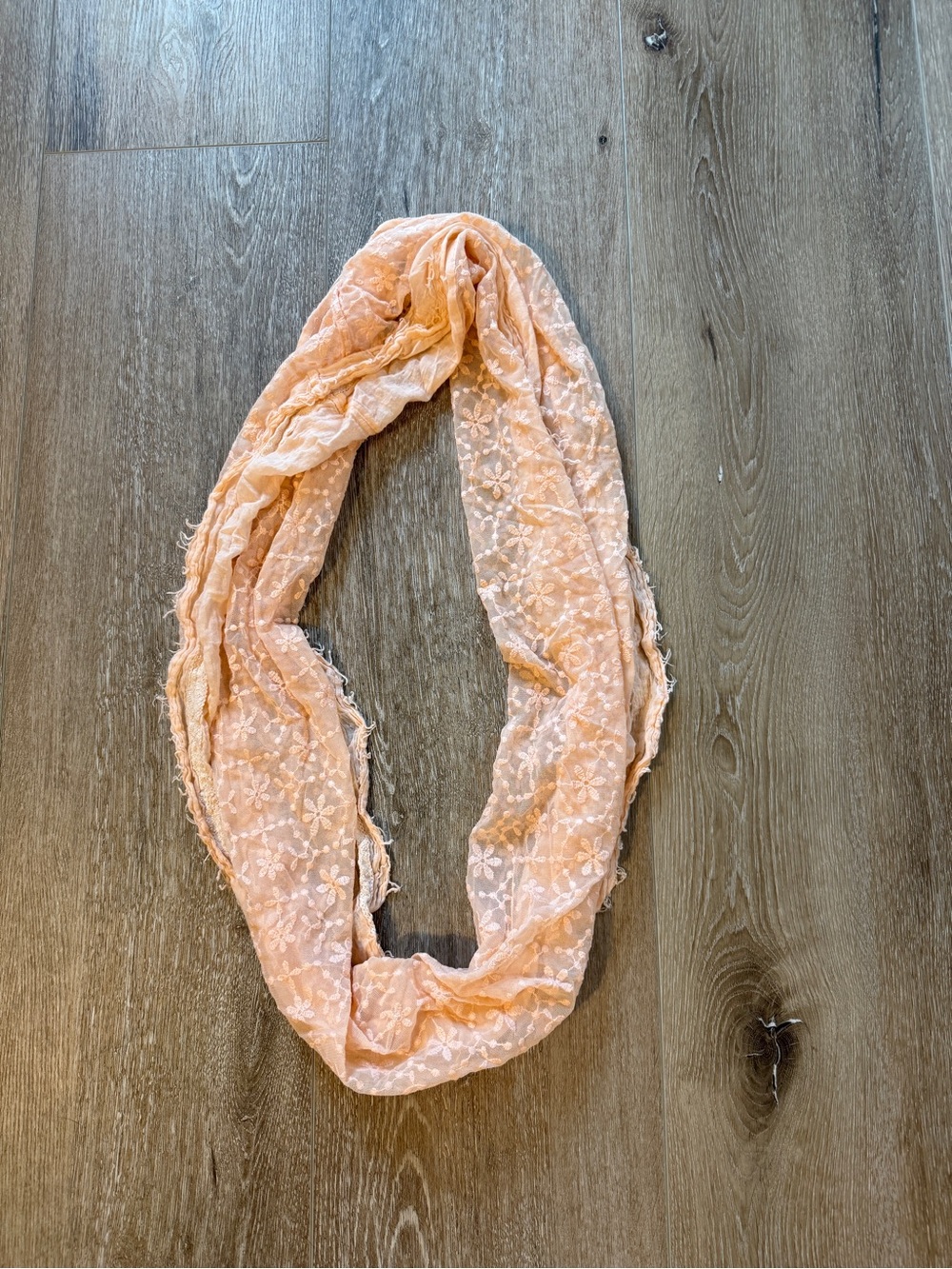 American Eagle Outfitters Peach Embroidered Infinity Scarf